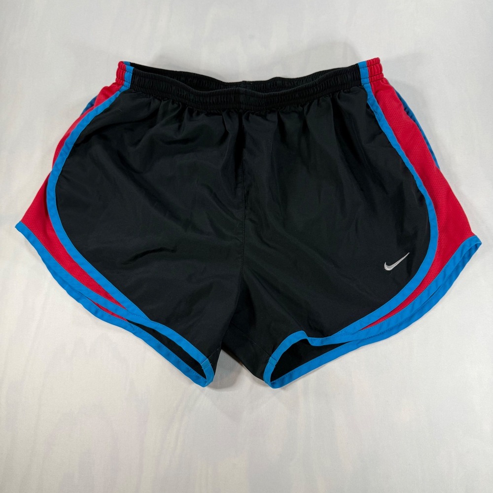Nike Running Shorts Womens M Black Red Blue Dri-FIT Tempo Athletic Training